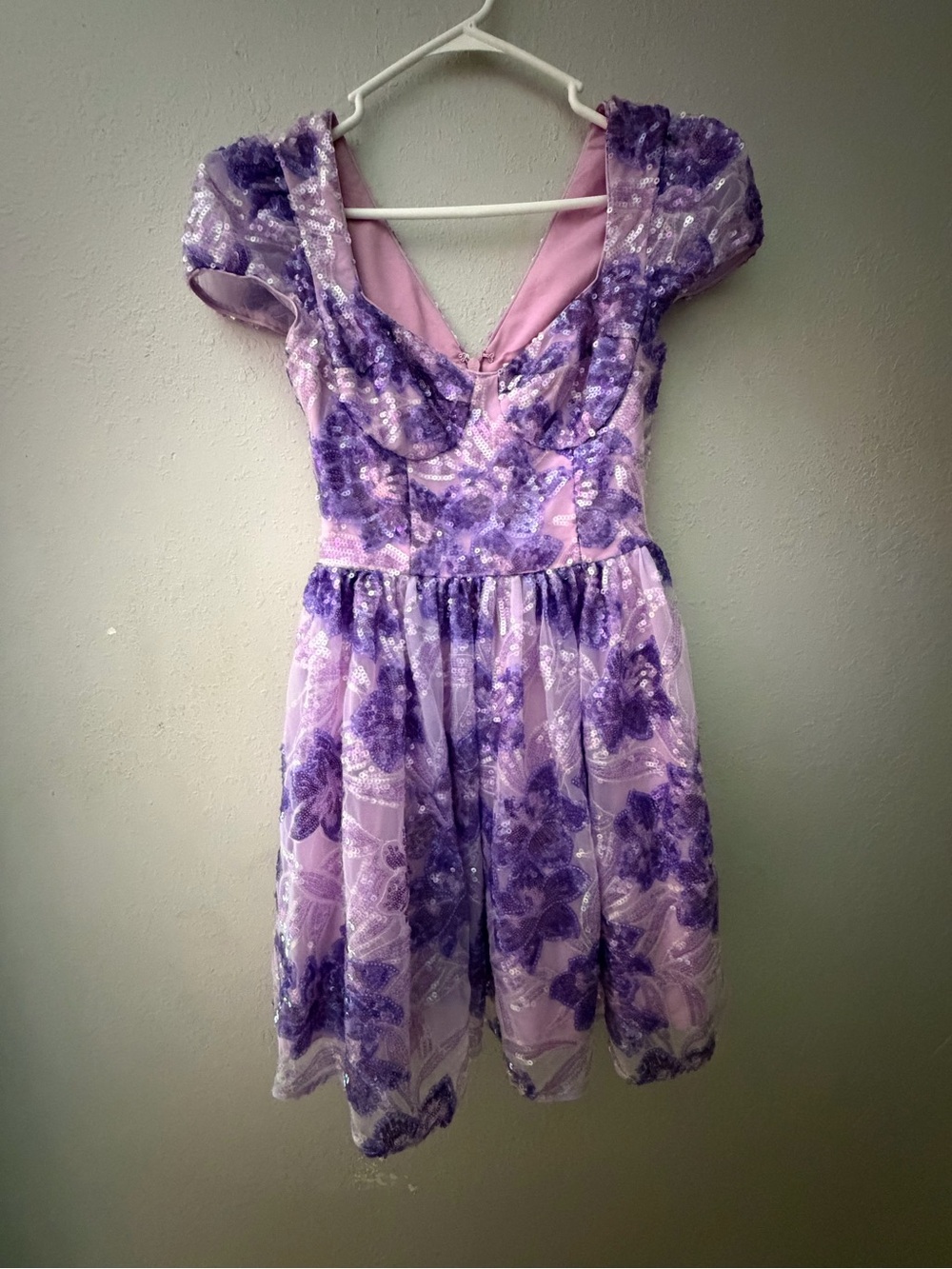 Dress the Population Lavender and Purple Floral Sequin Dress XS Homecoming - Picture 3 of 6